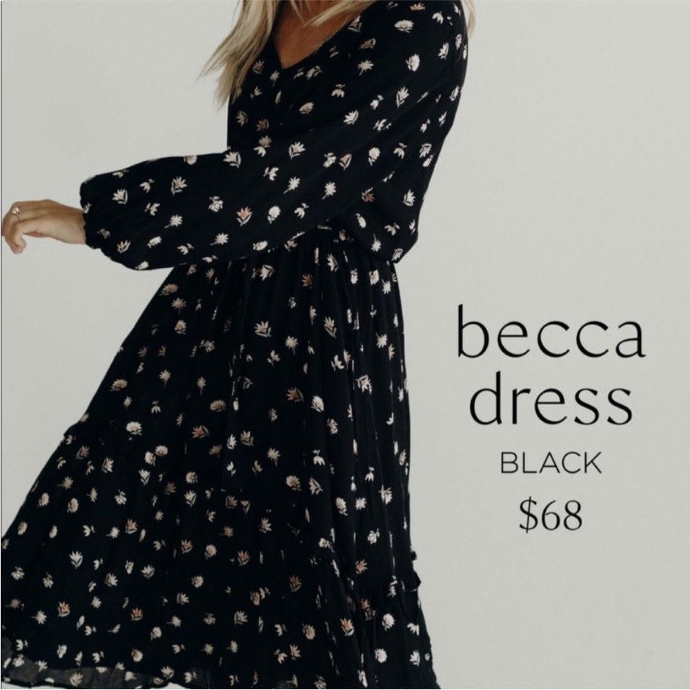 Carly Jean Los Angeles Becca Black Floral Dress